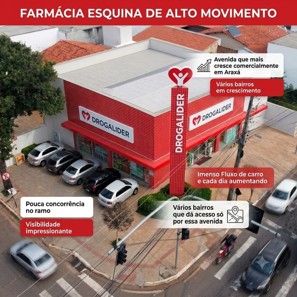 DROGALIDER — farmácia esquina de alto movimento em Araxá